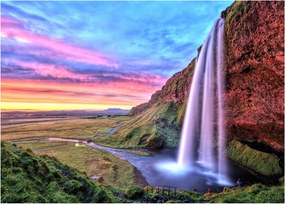 Obraz na szkle - Wodospad Seljalandsfoss (70x50 cm)