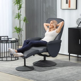 HOMCOM Fotel Masujący z Podnóżkiem, Ergonomiczne Krzesło z 10 Punktami Wibracji, Skóra Ekologiczna, 76 x 81 x 105 cm, Ciemnoszary