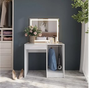 Stół toaletowy biały/biały wysoki połysk 89.8x50.1x76 sherry