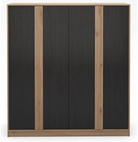 Czarno-naturalna szafa w dekorze dębu 180x197,5x53 cm Dennis – Marckeric