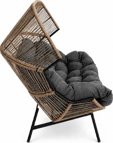 Ogrodowa sofa AURELO dwuosobowa 146 cm, brązowa