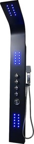 Panel prysznicowy z hydromasażem termostatycznym z diodami LED FELICITA - 20*165cm - Czarny