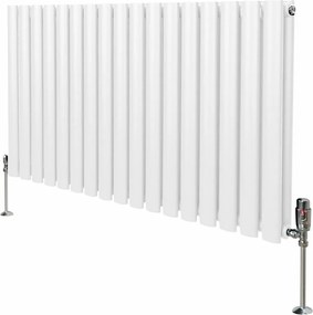 Grzejnik kolumnowy owalny z zaworami – 600 mm x 1020 mm – biały