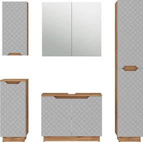 Zestaw mebli łazienkowych dąb/szary ze strukturą płytek 79.6x32x62.1 lotta