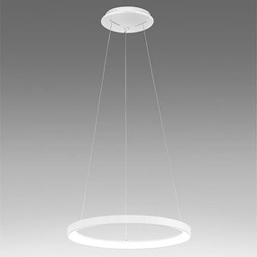 Krizia - lampa wisząca LED 50W z możliwością ściemniania - 2900lm, ciepłe światło 3000K, matowy biały pierścień, dyfuzor opalowy, średnica 60 cm, IP20