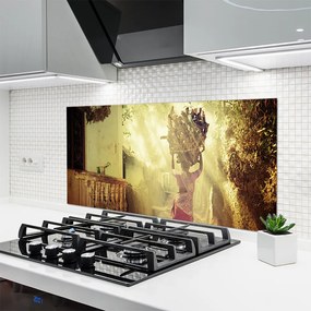 Panel Szklany Artystyczny Portret Na Drewnie