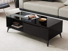 Nowoczesna stolik kawowy regulowany 110x50x48 cm - z przegródką do przechowywania - Otwarte półki - Czarny