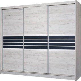 Szafa Przesuwna RIVEN 250 cm Szafa Trzydrzwiowa z Szufladami Dąb craft