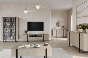 Komoda Verica 200 cm czterodrzwiowa - dąb biszkoptowy / czarne nóżki
