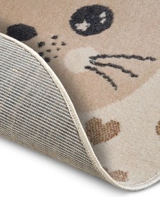Dywan dziecięcy Adventures – Uroczy kotek kremowo-beżowy koło 100 cm x 100 cm Atest Oeko-Tex