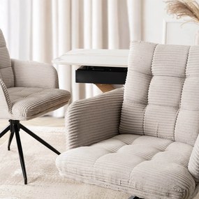 Krzesło Tapicerowane Obrotowe do Salonu AKITA Szare Sztruksowe Nowoczesne