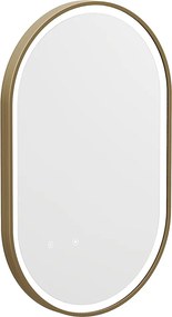 Lustro łazienkowe podświetlane owalne przeciwparowe ze złotą ramą, 50 x 80 cm - ALARICO