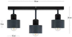 Antracytowo-czarna lampa sufitowa, trzypunktowy spot DAN50x7SC z drewn