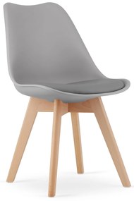 Zestaw jadalniany 1 + 4, biały stół ADRIA 120x80 cm + jasnoszare krzesło BALI MARK z bukowymi nogami