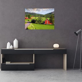 Obraz na szkle - wieś (70x50 cm)