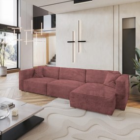 Masseno Narożnik TOLMO z funkcją spania i pojemnikiem na pościel Narozniki L, Rozkładana sofa - Pudrowy róż, TILIA 62