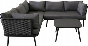 Zestaw mebli ogrodowych szary aluminium narożnik z poduszkami i stolik