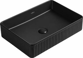 Mexen Grovo umywalka nablatowa ryflowana 50 x 34 cm, czarna mat - 22305085