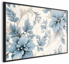Plakat Turkusowe retro kwiaty 30x21 cm z ramą czarną bez marginesu ARTGEIST B