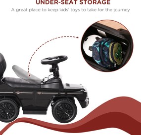 HOMCOM Jeździk z rączką Mercedes-Benz G350 z kierownicą 3-w-1, pojazd do pchania dla dzieci 18-36 miesięcy, czarny | Aosom PL