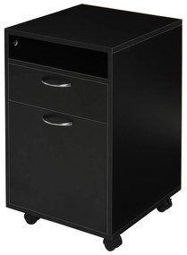 HOMCOM Kontener na kółkach z szufladami, 1 półka, 1 szuflada, 40 cm x 35 cm x 60 cm, Czarny