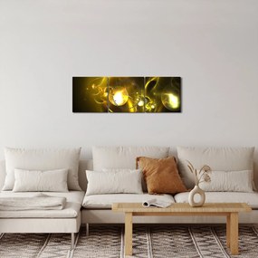 Abstrakcyjny obraz żółtych kul (z zegarem) (90x30 cm)