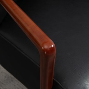 HOMCOM Fotel Akcentowy, Szerokie Siedzisko, Wygląd Skóry, Drewniana Rama, do 120 kg, 67x77x80 cm, Czarny