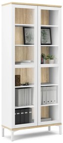 Biało-naturalna witryna w dekorze dębu 89x203x36 cm Roomers – Tvilum