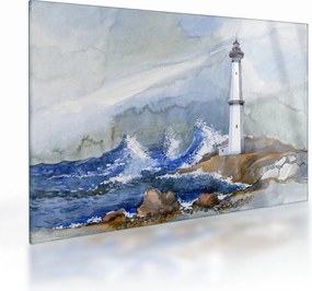 Obraz na szkle - namalowana latarnia morska (70x50 cm)