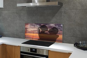 Panel szklany do Kuchni Ludzie nad Morzem pod Chmurami