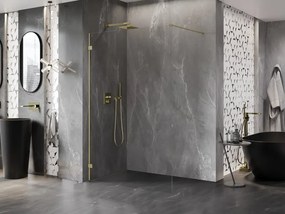 Mexen Lunar ścianka prysznicowa Walk-in lewa 150 x 200 cm, transparent 8 mm, złota szczotkowana - 830-150-000-55-00-L