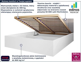 Białe łóżko z zagłówkiem boucle i materacem 120x200 N2-T64