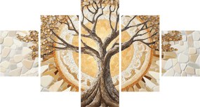 Obraz – Złote drzewo życia w mozaice (125x70 cm)
