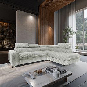 Masseno Narożnik VELISS z funkcją spania i pojemnikiem na pościel Rozkładana sofa do Salonu - Jasnoszary, TILIA 83