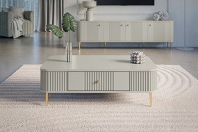 Stolik kawowy z szufladą Vesper 103x60 cm - kaszmir / złote nogi