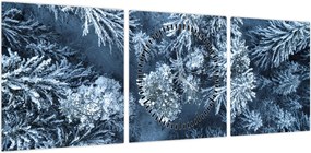Obraz - Śnieżny las (z zegarem) (90x30 cm)