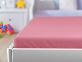 PrzytulneMieszkanie.pl Nieprzemakalne prześcieradło do dziecięcego łóżeczka JERSEY 70x140 cm różowe