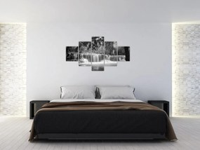 Obraz - Czarno-biały wodospad (125x70 cm)