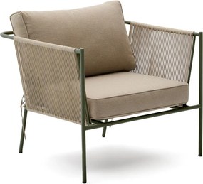 Zielony/beżowy metalowy fotel ogrodowy Zivia – Kave Home