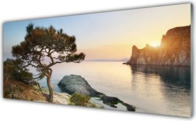 Panel Szklany Pejzaż z Drzewem nad Wodą