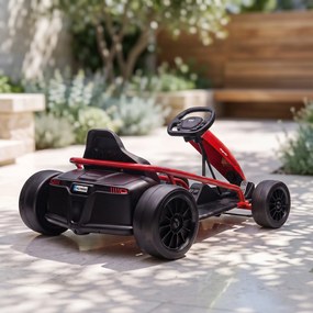 HOMCOM 24 V elektryczny gokart dla dzieci do 13 km/h z funkcją driftu, 2 silniki, dla 8–12 lat, czerwony | Aosom PL
