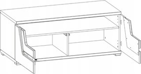 Szafka RTV do Salonu TES 118 cm Wiąz/Czarny Nowoczesna