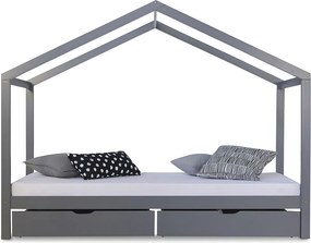 Łóżko dziecięce 90x200 cm Szare Łóżko Domek Łóżko dla dzieci Drewniane łóżko Łóżko z szufladą