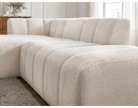 Biały narożnik z materiału bouclé (lewostronny/z szezlongiem) Annecy – Bobochic Paris