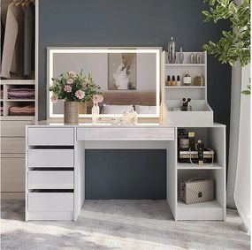 Stół toaletowy biały/biały wysoki połysk 158.2x50.1x76 sherry