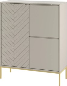 Wysoka komoda glamour w jodełkę Aspen 07 cashmere/złoty