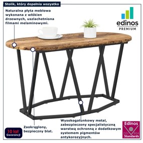 Metalowy owalny stolik kawowy stare drewno D6-T34