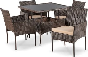 Zestaw Mebli Ogrodowych MORADO Stół i 4x Krzesło Brązowy/Beżowy Technorattan Nowoczesny