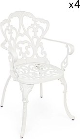 Zestaw 4 białych krzeseł aluminiowych z podłokietnikami - VICTORIA