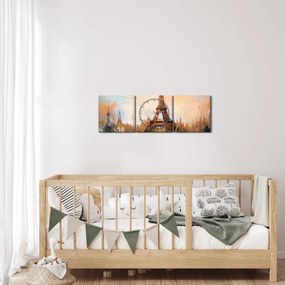 Obraz - Obraz wieży Eiffla (z zegarem) (90x30 cm)